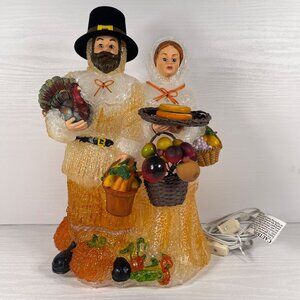 Pilgrim Couple 14" Lamp Cracker Barrel Fall Thanksgiving Turkey Harvest Light Up